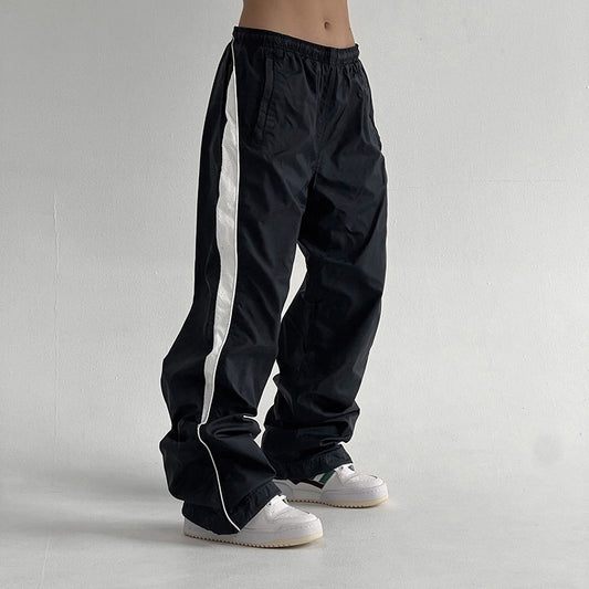 Piping Detail Drawstring Baggy Sweatpants