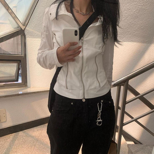 Zipper Detail Y2K Jacket - fairypeony