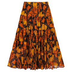 Casual Floral Umbrella Maxi Skirt - fairypeony