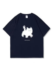 Aesthetic Black Cat Print Oversized T-shirt - fairypeony