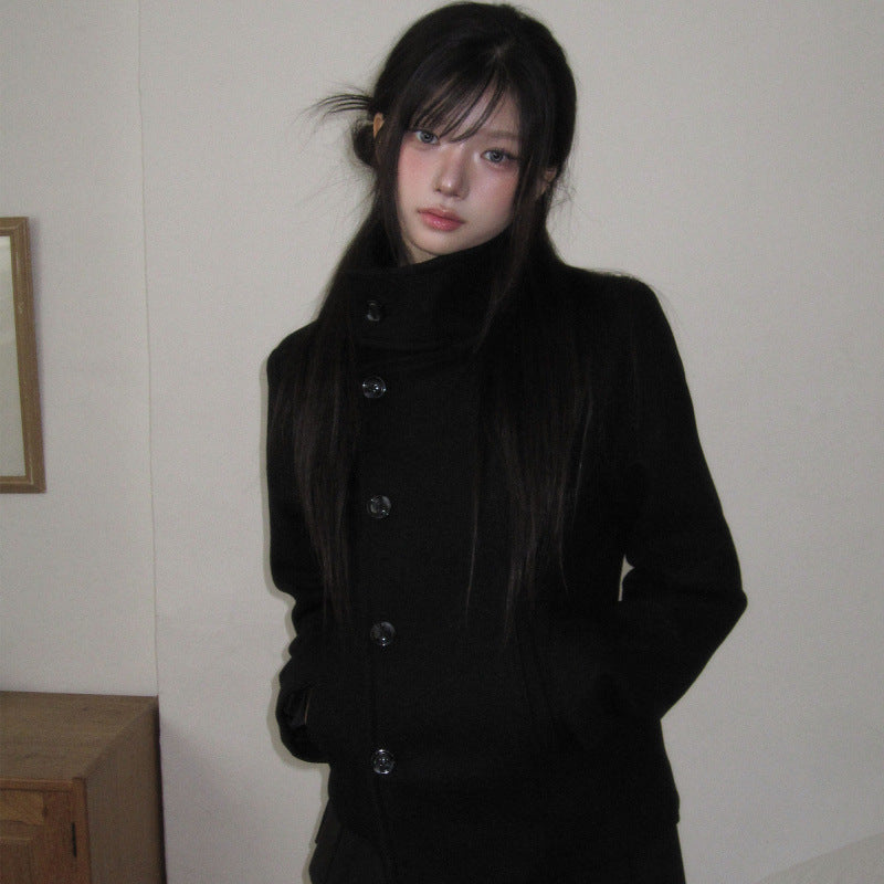 Black woolen coat