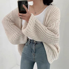 Vintage Oversized Open Front Knit Cardigan