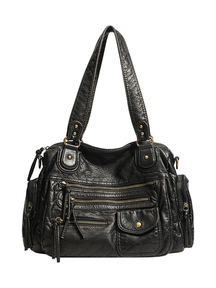 Vintage Bronze Multi-Zipper Motorcycle Bag