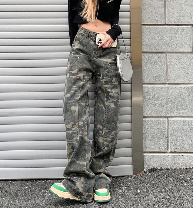 Creen Camo Washed Cargo Jeans - fairypeony