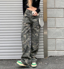 Creen Camo Washed Cargo Jeans - fairypeony