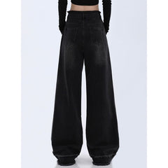 Vintage Dark Wash Patchwork Wide Leg Jeans