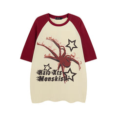 Vintage Spider Print Raglan Short Sleeve Tee