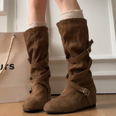 Leather boots, long sleeves, women's style