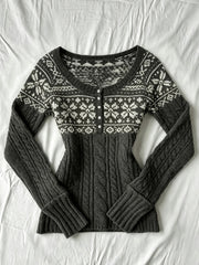 Women's round-neck button-up cardigan
