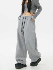 Solid Color Baggy Wide Leg Sweatpants