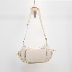 Vintage Solid Color Multi Pocket Casual Shoulder Bag