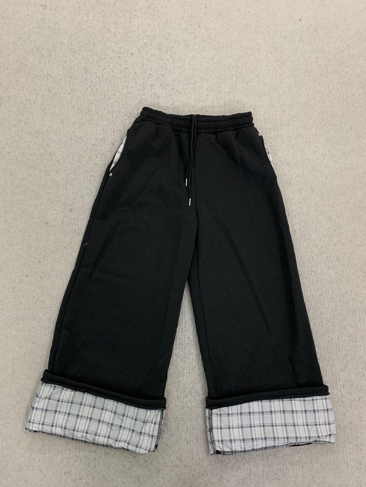 Y2K Wide-Leg Patchwork Pants – Retro Streetwear Straight Leg Trousers