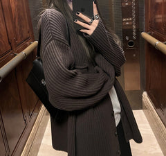Vintage Front Pocket Loose Oversized Cardigan