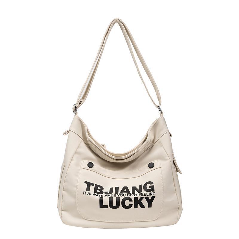 Letters Large Canvas Crossbody Bag - fairypeony