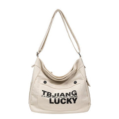 Letters Large Canvas Crossbody Bag - fairypeony