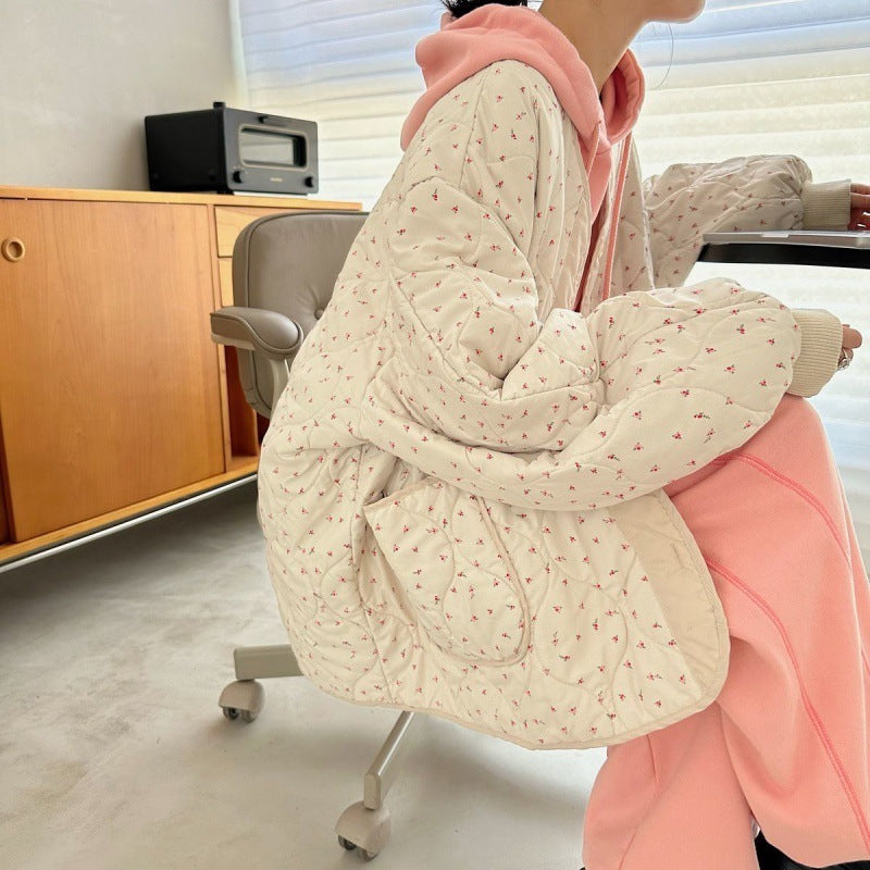 Floral Print Padded Oversized Jacket