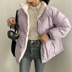 Solid Color Reversible Oversize Fleece Jacket