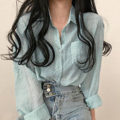 Solid Color Thin Sun Protective Blouse