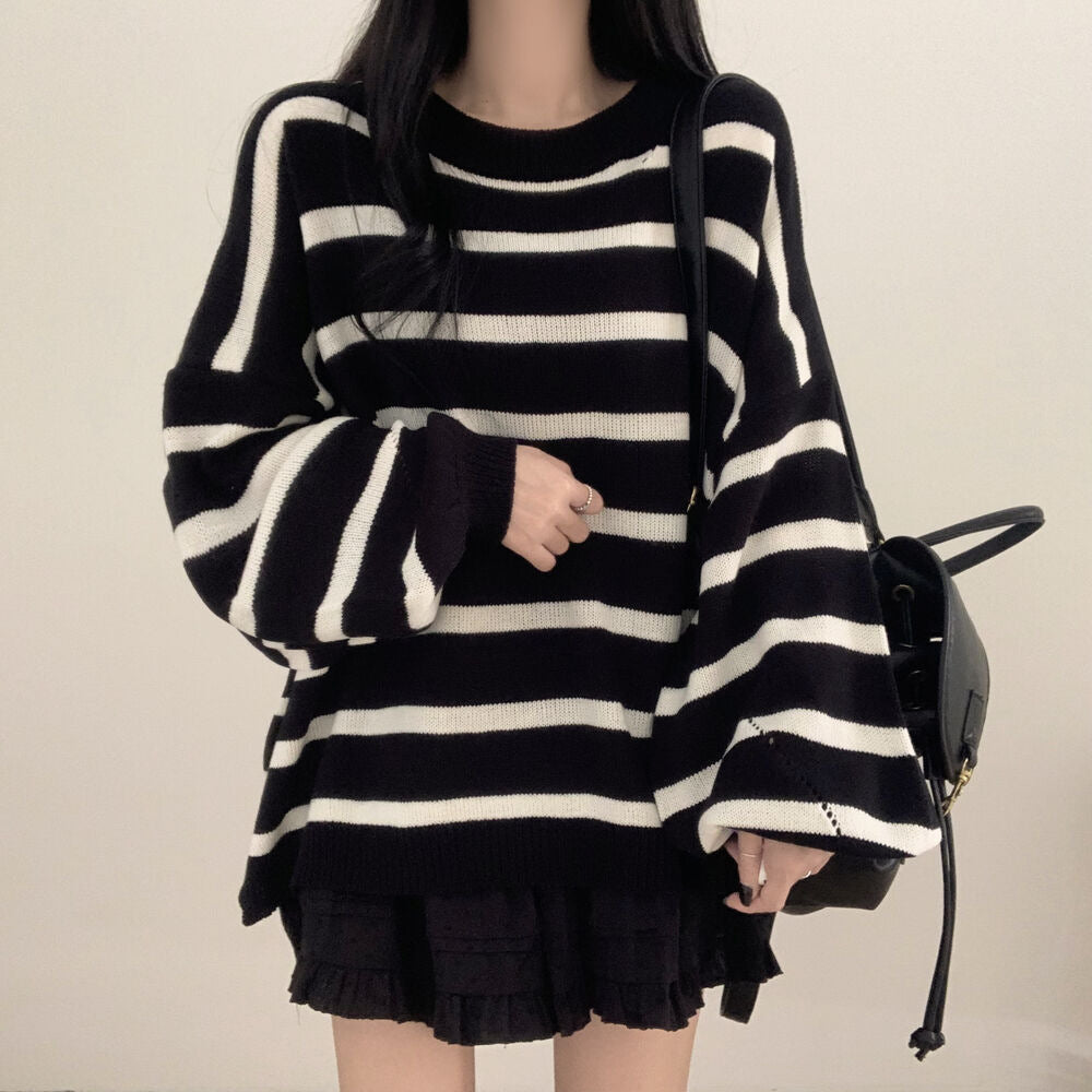 Vintage Striped Loose Sweater