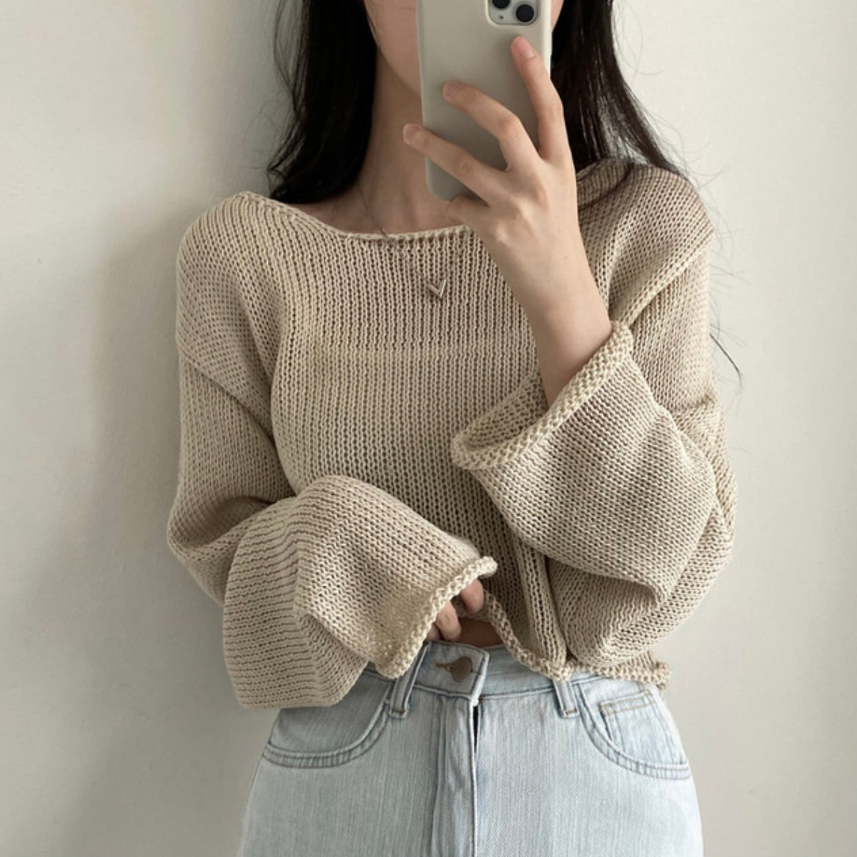 Solid Color Thin Knitted Top