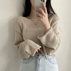 Solid Color Thin Knitted Top
