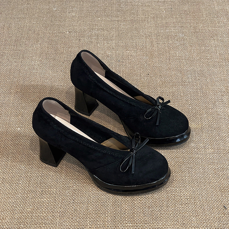 Retro Buckle Heeled Mary Jane Shoes - fairypeony