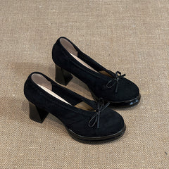 Retro Buckle Heeled Mary Jane Shoes - fairypeony