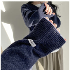 Dark Academia Solid Color V-Neck Pullover Sweater