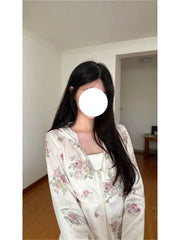 Women's Floral Print Hooded Zip-Up Jacket