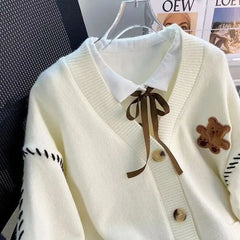 Aesthetic V_Neck Loose Cardigan - fairypeony
