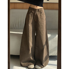 Womens High Waisted Wide Leg Denim Pants
