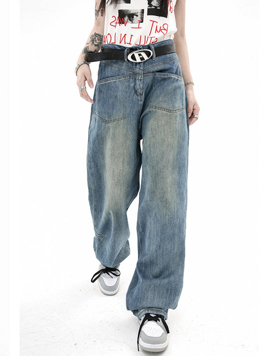 Women's Plus Size Distressed Retro Jeans - fairypeony