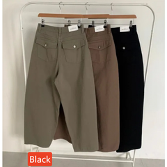 High-Waist Curved Wide-Leg Jeans – Banana Cut Denim Trousers