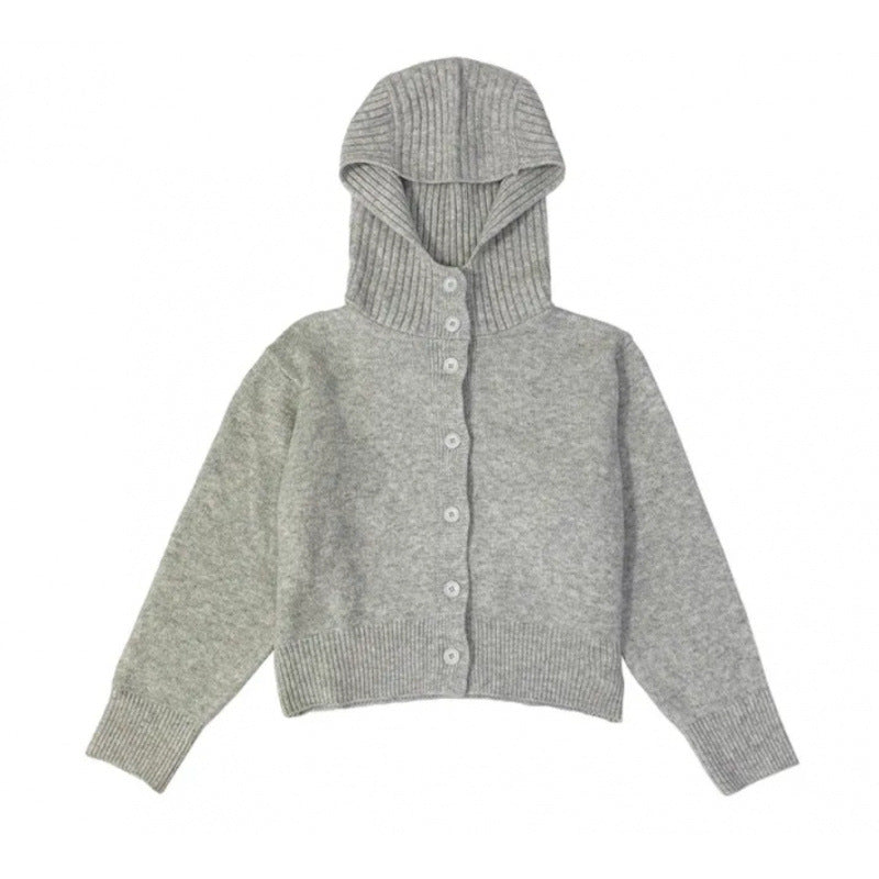 Buttoned Hooded Cardigan Sweater