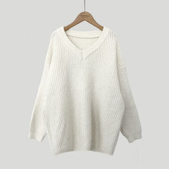 Vintage V-Neck Knitted Oversized Sweater