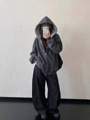 Boxy Heavyweight Hooded Cardigan Jacket
