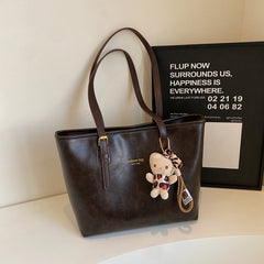 Aesthetic Large Capacity Pu Leather Tote Bag - fairypeony