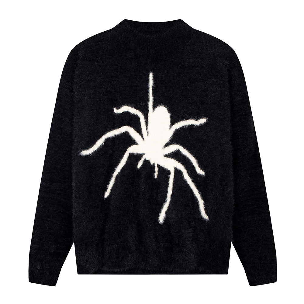 Spider Print Loose Sweater - fairypeony