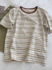 Retro Striped Cotton Tshirt