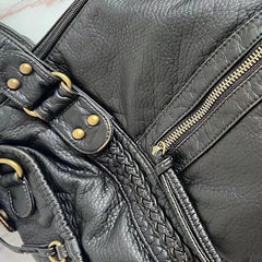 Vintage Pu Leather Biker's Shoulder Bag