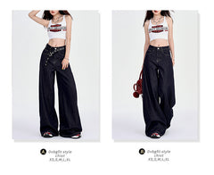 Spring New Draping Lazy Casual Mop Straight Jeans For Women