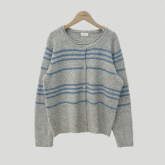 Dark Academia Round Neck Striped Cardigan