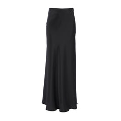 Solid Color Satin Maxi Skirt
