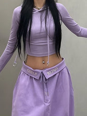Fold Over Waist Baggy Sweatpants - fairypeony