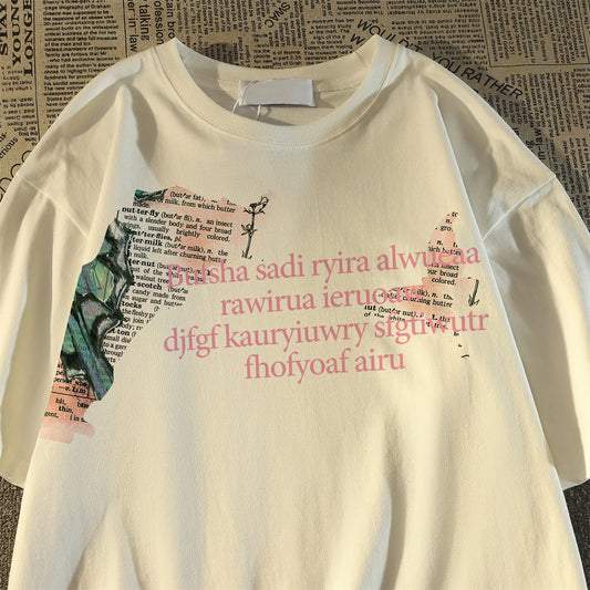 Vintage Patchwork Butterfly Print Oversized T-shirt