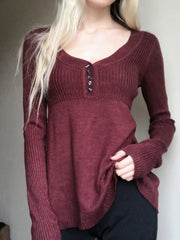 Womens Retro Burgundy Wool Blend Sweater