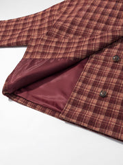 Stand Collar Wool Plaid Jacket
