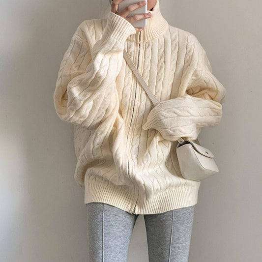 Vintage Half Zip Up Cable Knit Sweater