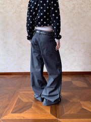 Striped Denim Wide Leg Pants