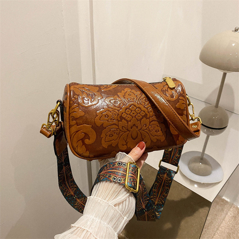 Chinese Style Embossed Crossbody Bag - fairypeony